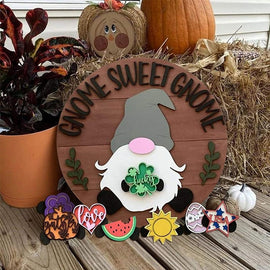 Cute Gnome Door Hanger DIY Interchangeable Welcome Door Decoration