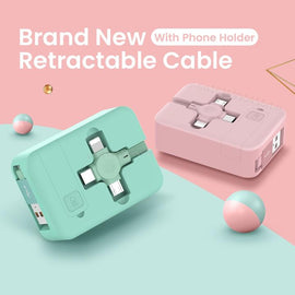 4-in-1 Retractable USB Charging Cable with Phone Stand