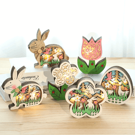 Wooden Easter Decoration with LED Light