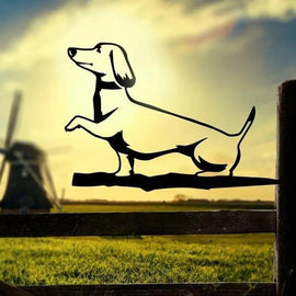 Metal Dog Silhouette Puppy Garden Decoration