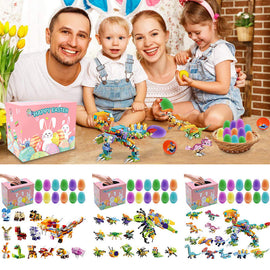 12/24 PCS Wind Up Toy Prefilled Easter Eggs for Kids Easter Basket Stuffers