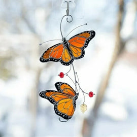🦋🦋Stained Monarch Butterfly Glass Window Decor