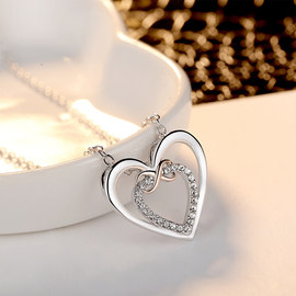 💝Stylish Double Heart Necklace - Warm Gift To Daughter/Granddaughter