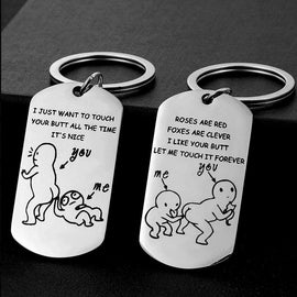 Stainless Steel Funny Spoof Keychain Naughty Love Gift