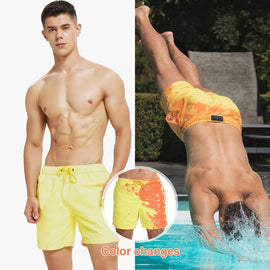 Color-Changing Beach Pants Swim Trunks Men Abstract Swimmer