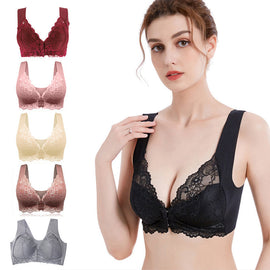 Women's Plus Size Front Fastening Lace Bra
