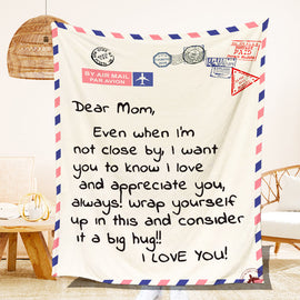 Letter Printed Flannel Throw Blanket Gift for Mom