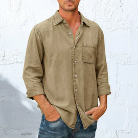 Men's Denim Long Sleeve Button Down Shirt