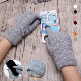 Jacquard Thick Warm Touch Screen Gloves for Women
