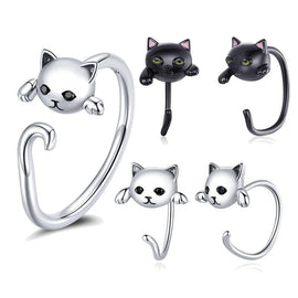 925 Sterling Silve Cute Cat Earrings
