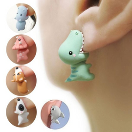 Cute Animal Bite Earrings Cartoon Soft Clay Animal Stud Earrings