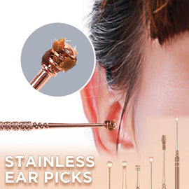 6pcs Stainless Steel Rose Gold Ear Picks Set
