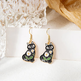 Daisy Flower Cat Earrings