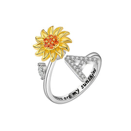 🌻Sunflower Anxiety Fidget Adjustable Ring Personalised Letter Spinner Ring