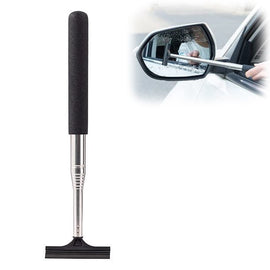 Retractable Rear-View Mirror Wiper with Layered Brush Head