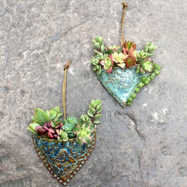 Planting Succulent Heart Pocket Planter
