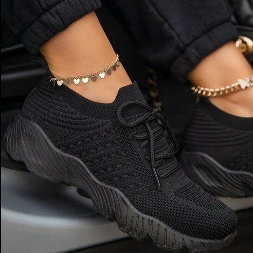 Women Casual Platform Lace-up Sneakers Lightly Breathable Running Shoe